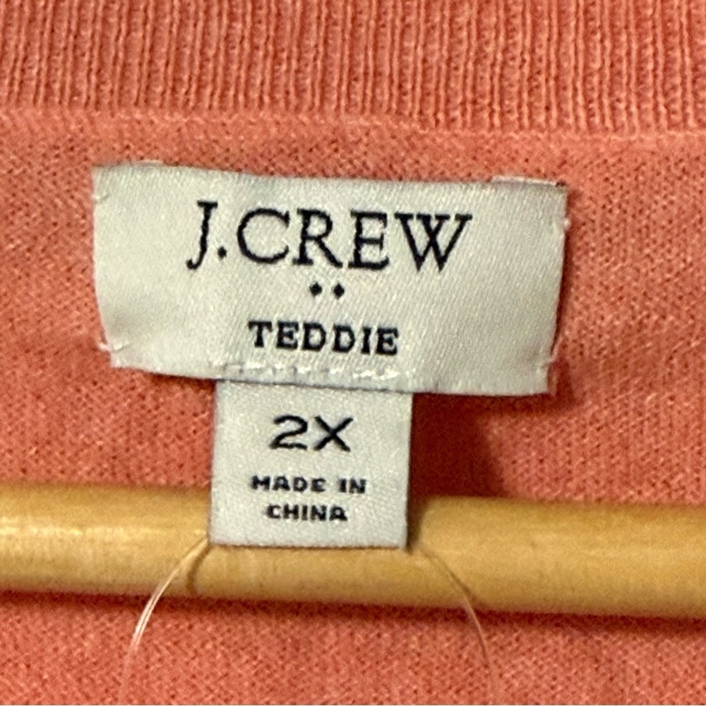 J. Crew Women's Coral Crewneck Teddie Sweater Size 2X - Picture 3 of 7